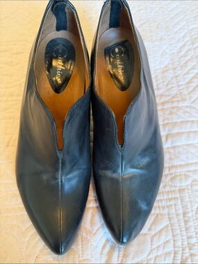 Earthies Black Pointed Leather Slip-On or zipper in back
